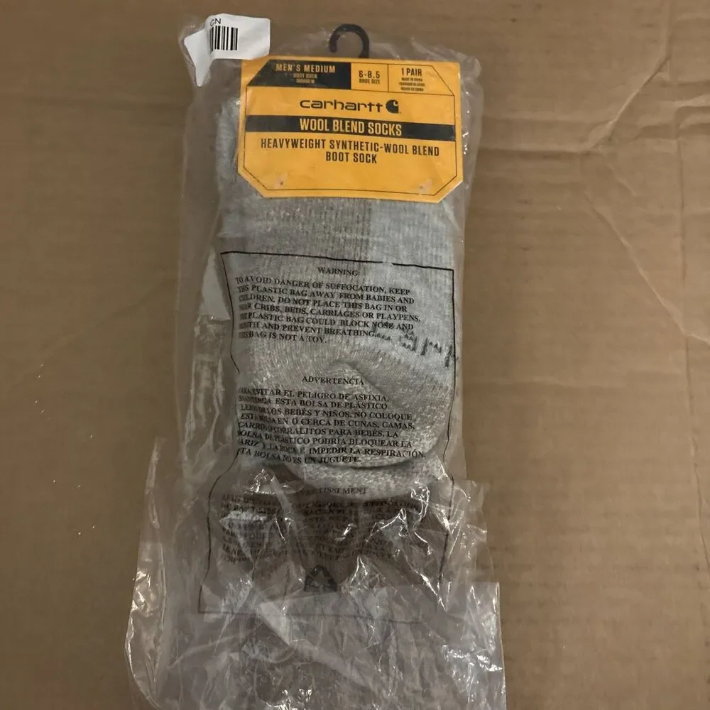 Carhartt Boot Socks Medium 6-8.5 Brown Heavyweight Synthetic Wool Blend Unisex
